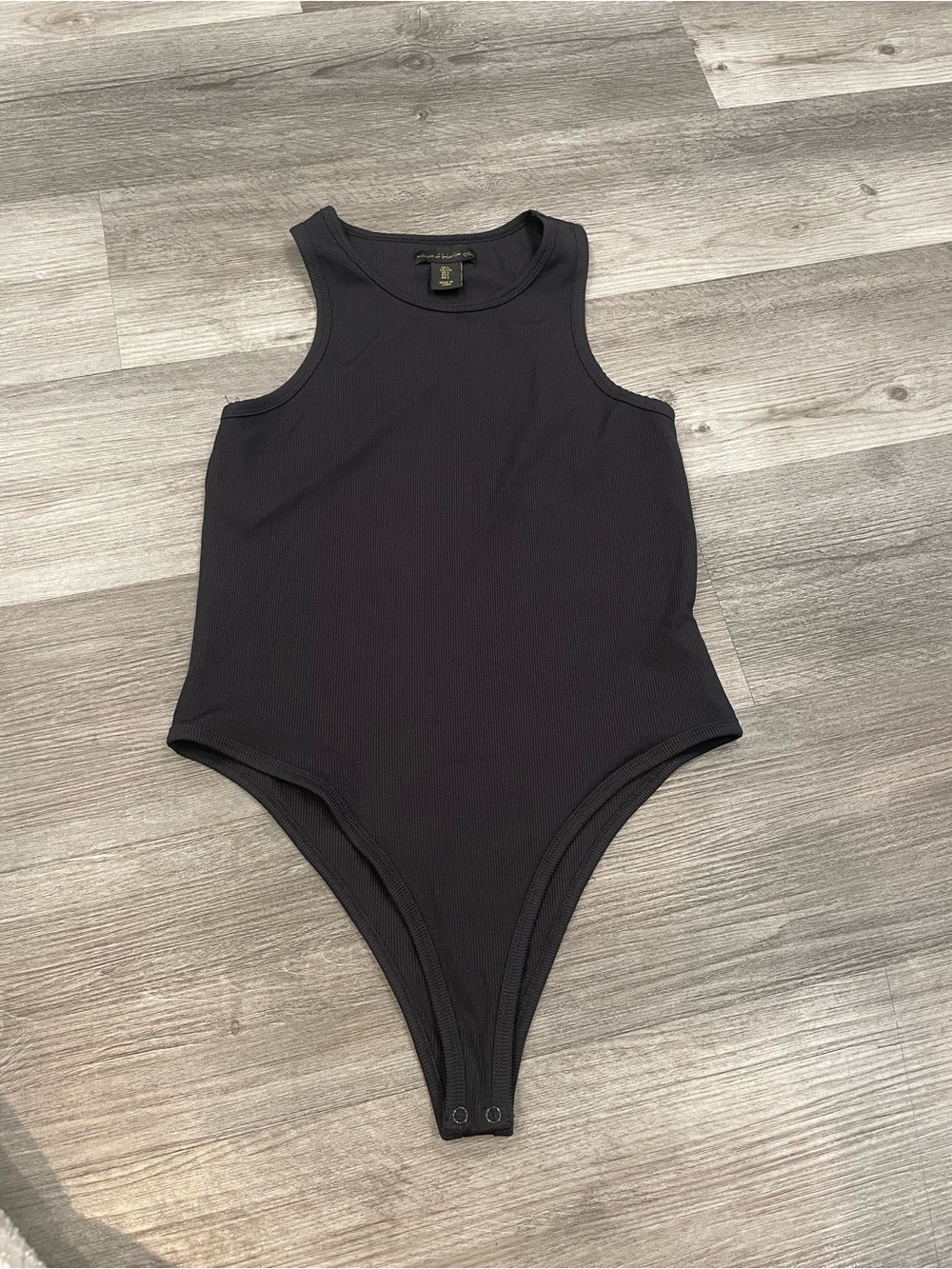 Black Ribbed Tank One-Piece Bodysuit - House of Harlow 1960